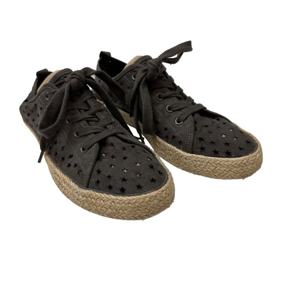 Universal Thread Womens 9 Dark Gray Lace Up Espadrille Sneaker Shoes CutOut Star - Picture 1 of 9